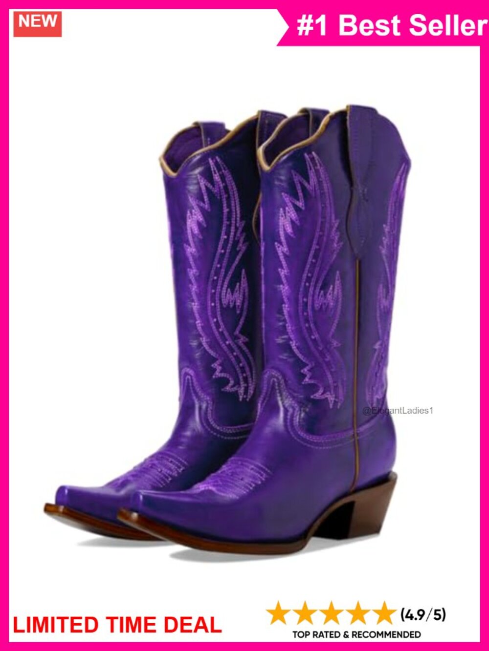 Vintage Embroidered Western Boots Knee High Chunky Stacked Heel Square Toe Pull
